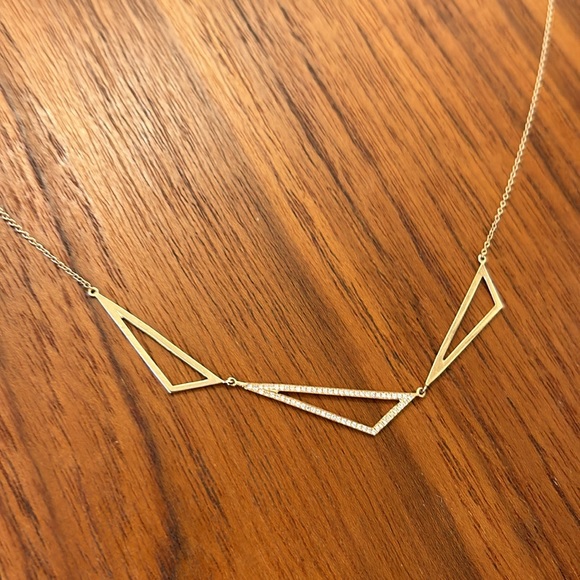 14k rose gold necklace with pave diamonds - Picture 1 of 8